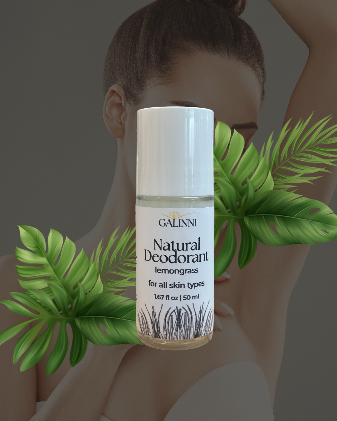 deodorant natural roll-on cu piatră de alaun fără aluminiu GALINNI