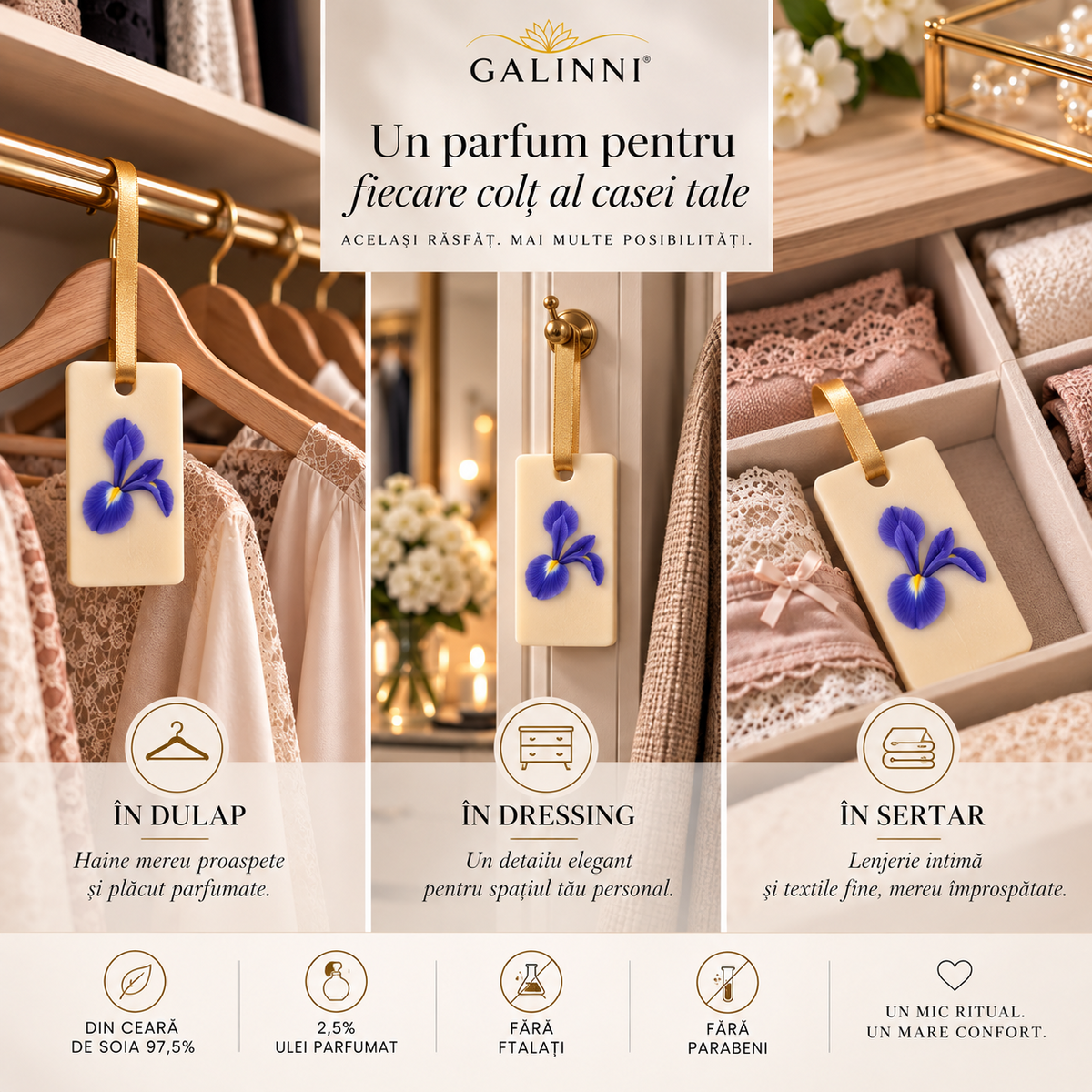 Odorizant dulap GALINNI Night Lily  35g mod de utilizare