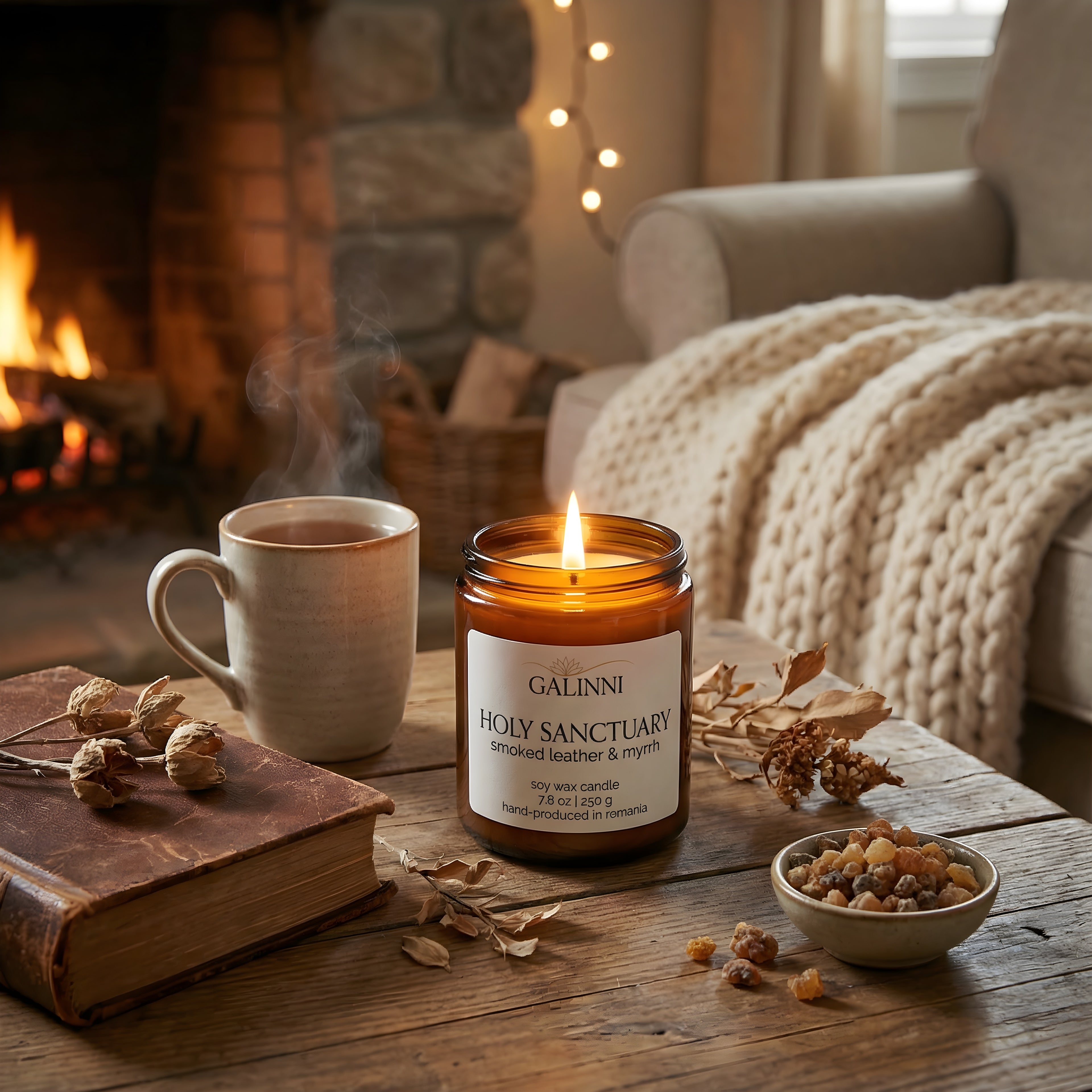 Lumânare parfumată Holy Sanctuary, smoked leather &amp; myrrh | 230g